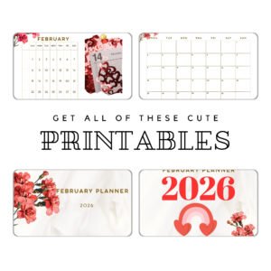 february digital planner printable | valentine bundle
