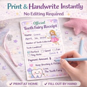 Home 24 editable tooth fairy receipt & letter | canva template | instant download