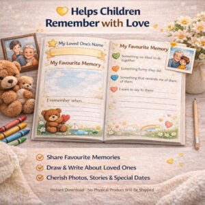 kids grief journal ages 2–7 | therapist guided printable workbook