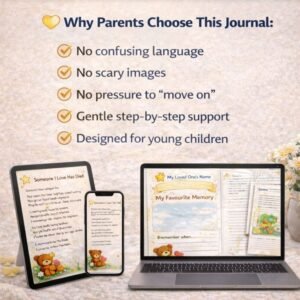 kids grief journal ages 2–7 | therapist guided printable workbook