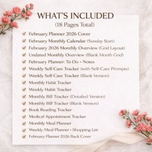 february digital planner printable | valentine bundle